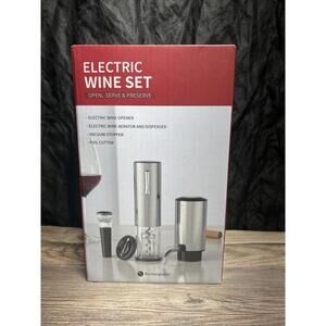 4-Piece Electric Wine Set – Automatic Corkscrew, Foil Cutter, Aerator & Stopper
